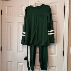 Green Womens Jogger Green with White Stripes. Worn one time